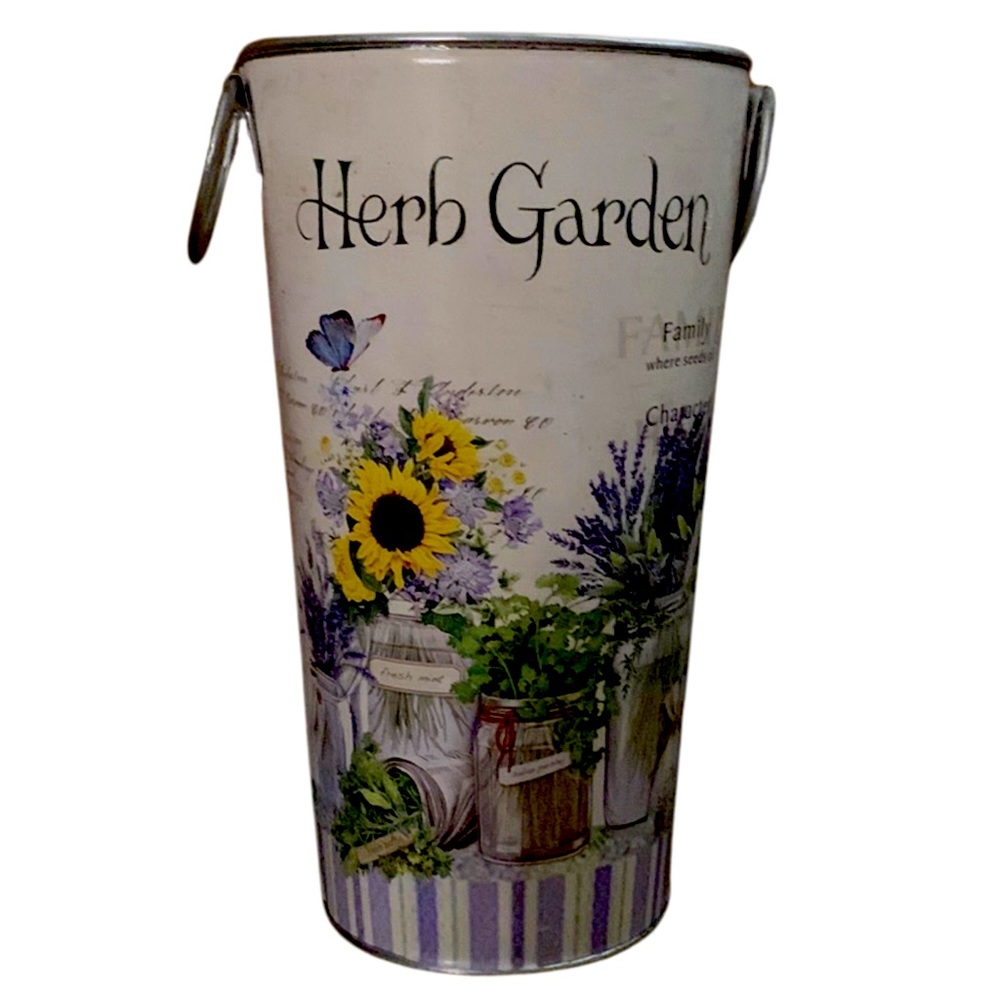 Rustic Tin vase with plastic insert‎